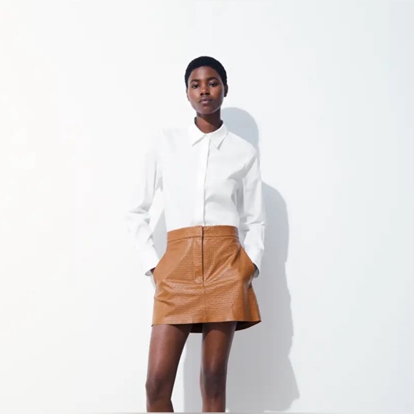 NWOT COS ATELIER EMBOSSED LEATHER MINI SKIRT - Picture 1 of 16